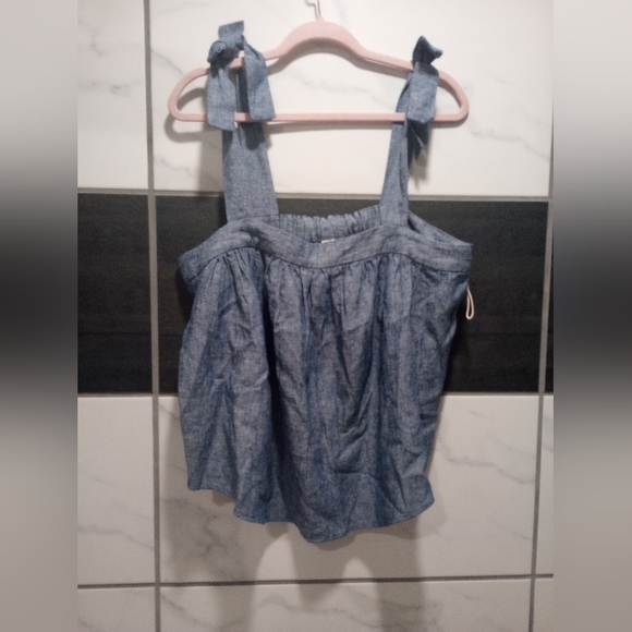 a.n.a Tops - A.N.A. Paperbag Denim Top